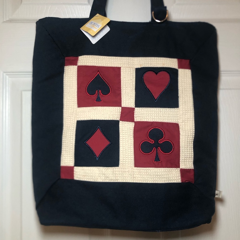 Boyd’s Bears Home Quilted Tote Bag Blue Playing Cards